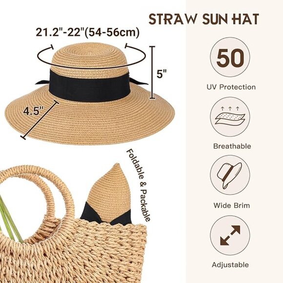 Beach Hat for Women, Wide Brim Sun Straw Hat for Women, Sun Hat main image 4